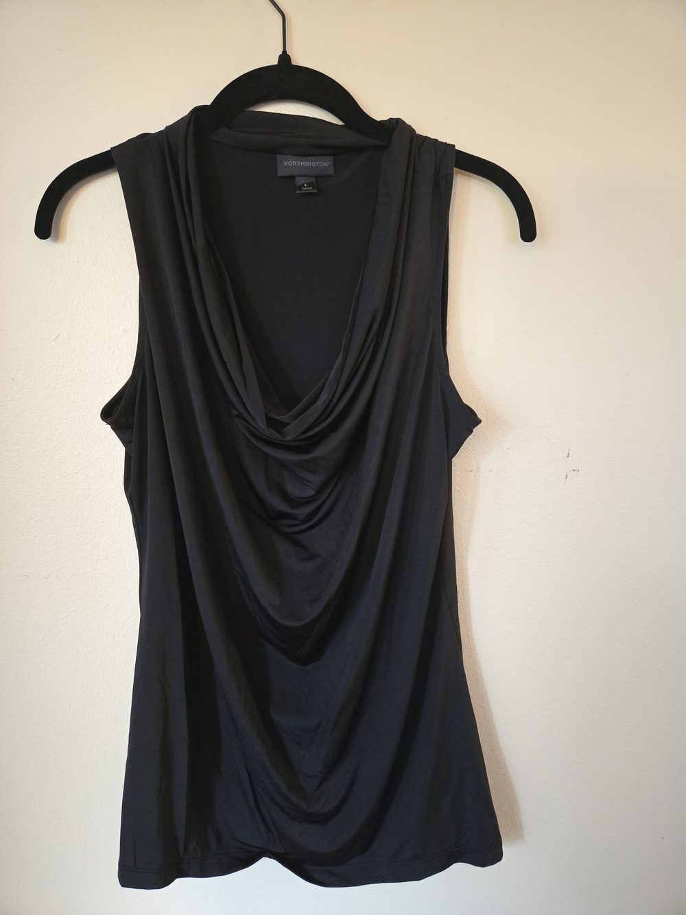 Worthington Black Draped Cowl Neck Sleeveless Camisole